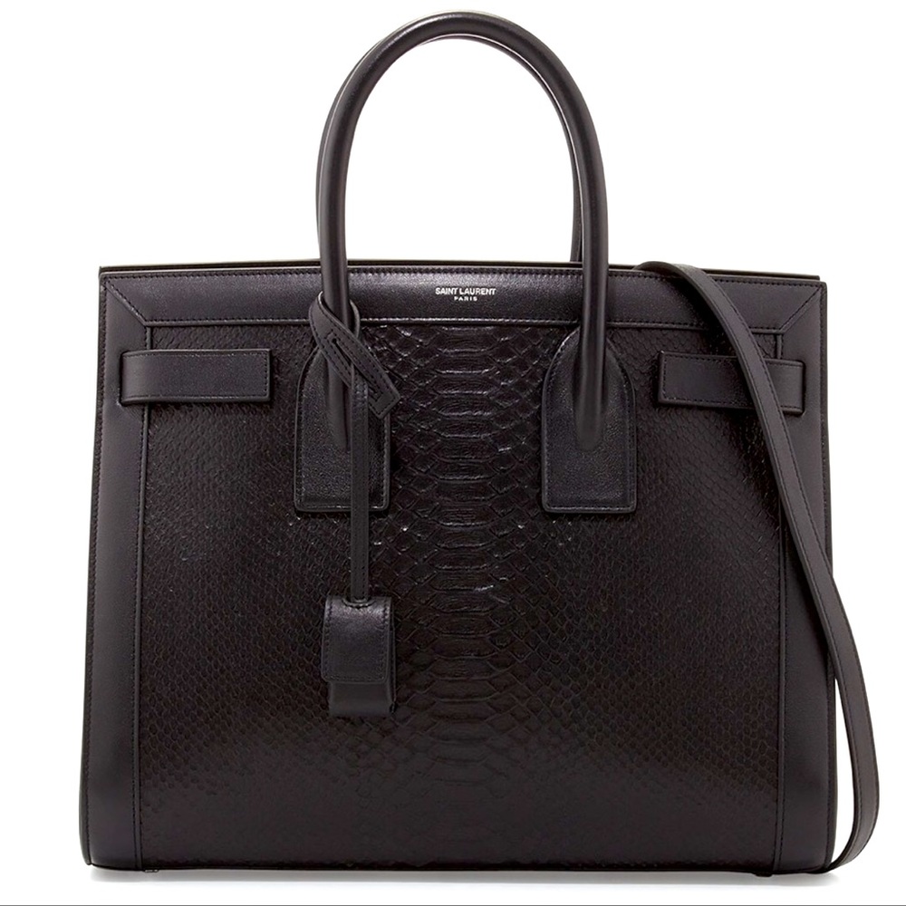 RARE Saint Laurent Sac De Jour Small Black Python Bag